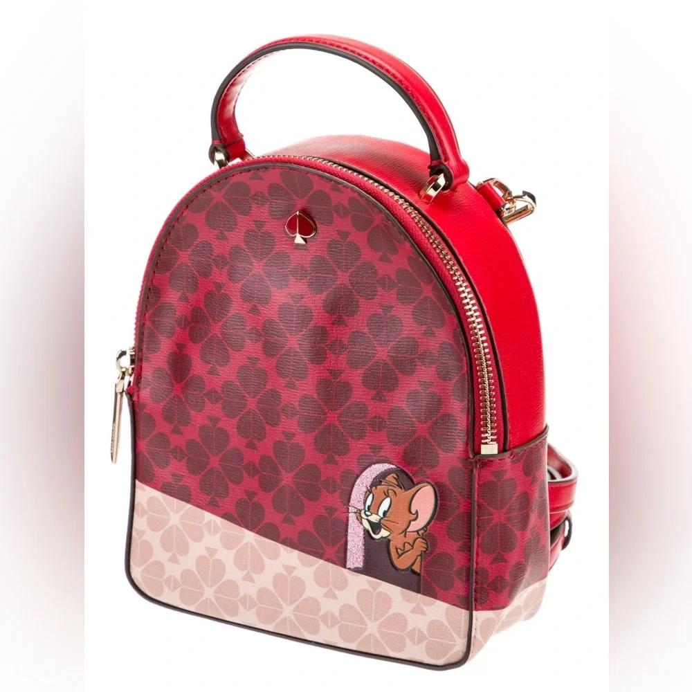 Kate Spade x Tom & Jerry Convertible Red Leather Mini Backpack EUC - Picture 2 of 15